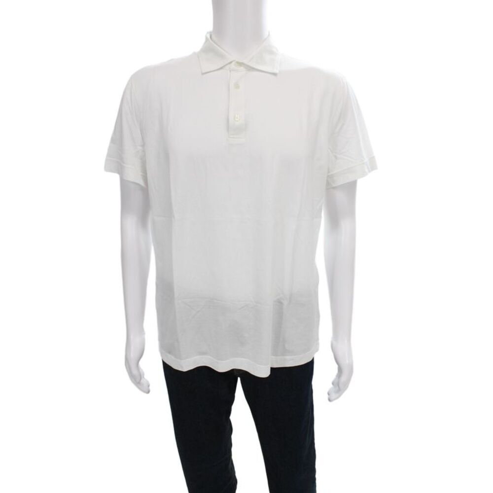 Della Ciana Mens Short Sleeve Collared Knit Polo Shirt White Cotton Size IT 54